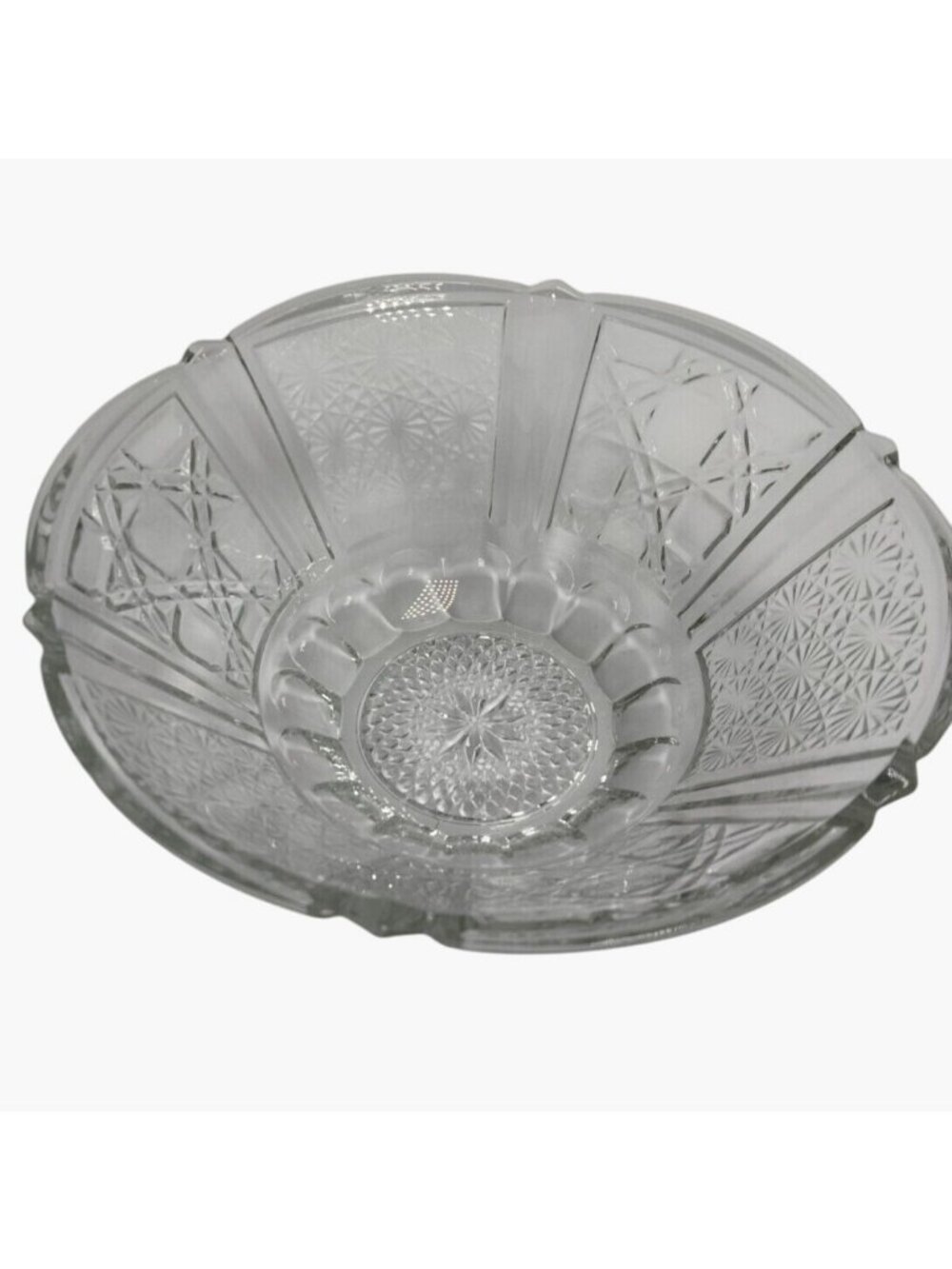 Cut Glass Bowl Flower Starburst Thumbprint Elegant Wedding Regency 7 inch